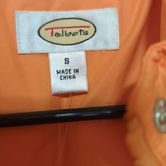 Talbots puffer goose down hooded orange vest S NWT - Picture 4 of 10